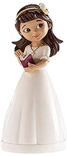 dekora - Decorative Figure for First Communion - Girl with Bible - Made of Resin - Cake Topper - 13 cm Tall - Original and Detailed Design - Food Contact Safe