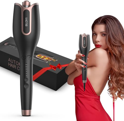 BUJIYI Rizador de Pelo Automatico, Rizador Pelo Ondas, con 4 Niveles de Temperatura Ajustables, 3 Opciones de Tiempo de Calentamiento, Diseño Antiquemaduras, no Daña el Cabello