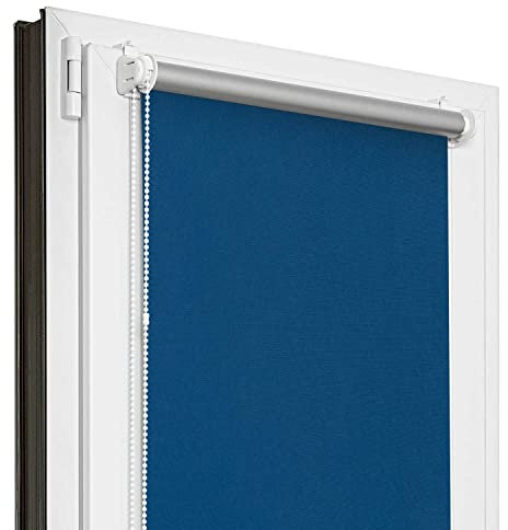Estika Verdunklungsrollo Thermorollo ohne Bohren - 90 cm x 120 cm - Blau - 13 Stoff Farben, Rollos für Fenster ohne Bohren, Klemmfix rollos für Fenster innen (90 cm Stoffbreite)