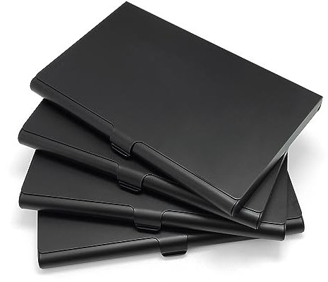 yuejuhe 4 Stück Visitenkartenetui aus Metall, Visitenkarten Etuis für Herren Damen, Business Card Holder, Visitenkartenhalter für Aufbewahrung Ihrer Karten (4*Schwarz)