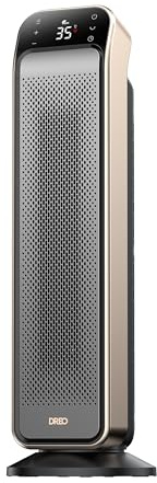 DREO Space Heater Indoor, 25 11.5ft/s Fast Portable Room Heater with Remote and Thermostat, 3 Modes, Overheating & Tip-Over Protection, Electric Heaters for Indoor Use Large Room, Bedroom, Gold