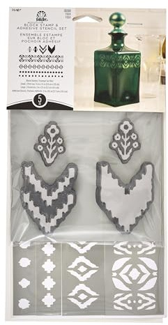 FolkArt, Folk, Reusable Block Stamp and Adhesive Stencil Set, 5 Pieces, 36568