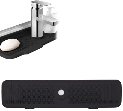 DONGKER Paraspruzzi per Lavello da Cucina, Tappetino per Rubinetto in Silicone Inclinato Dietro il Rubinetto per Gadget Accessori per Lavello del Bagno della Cucina