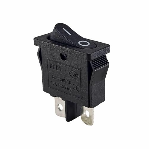 Mini-vippströmbrytare 7 x 19 mm, enhetsomkopplare 2 stift 250 VAC 6A, 12 V 20 A DC (6 V 9 V 12 V AC/DC) ON-OFF svart, vippströmbrytare för bord, utan belysning