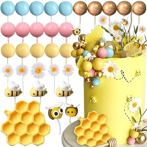 JeVenis decoraciones para pastel de abeja decoraciones de miel ella o él cake topper para babyshower cumpleaños bridal shower