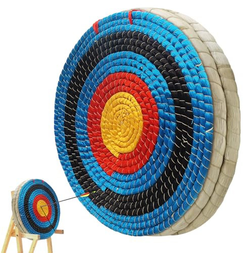 Fiita Zielscheibe Bogenschießen 50x50x6cm Stroh Handgefertigtes Strohbogenziel für Recurvebogen Compoundbogen oder Langbogen, Traditionelles Bogenpfeilziel für Kinder Jugend Erwachsene Bogenschießen