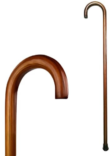 Paluplus Bastone da Passeggio in Legno, Lunghezza 90 cm, Colore Marrone, Impugnatura Ergonomica e Gommini Antiscivolo, Supporto Elegante e Resistente per anziani -5052F