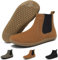 Wizshoe Barfußschuhe Chelsea Boots Damen Flache Wasserdichte Stiefeletten Herbst Winter Ankle Booties Halbstiefel Frauen Barefoot Slip on Damenstiefel Schlupfstiefel Braun 40EU