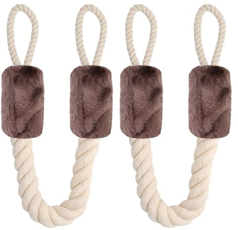 TMZELOA 2 Piezas Parada de Puerta en Cuerda - Protección para Puerta en Algodón - Parada para Manija - Protección para Niños y Mascotas - Fácil de Instalar y Lavable - Color Marrón