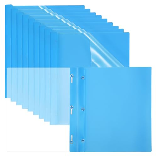 PATIKIL Plastic Report Covers with Prong, 10 Pcs 80 Sheet Clear Front Presentation Binders with 3 Metal Prong Fasteners Report Folder for Resume Documents Files Letter, Sky Blue