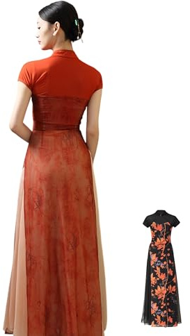 ROYAL SMEELA Set di Qipao Moderno per Donne,Abito Cheongsam Stile Cinese Donna, Top + Culotte