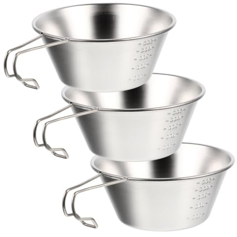 TOPPERFUN 3 Pièces Bol de Camping en Acier Inoxydable 304 500ml, Argenté, Léger, Compact, Gamelle Extérieure pour Pique-niques et Randonnée