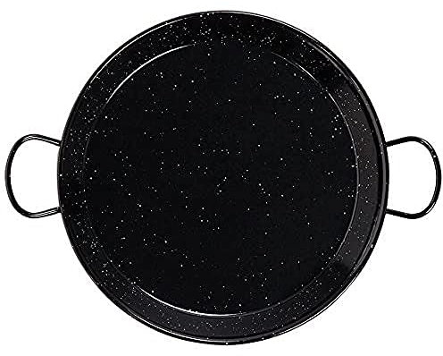 VAELLO - Plat à Paella Haut en Métal Émaillé - Plat de Cuisson Résistant, Accessoire Cuisine Extérieure Facile à Nettoyer - Poêle à Paella à 2 Poignées, Ø 50 cm