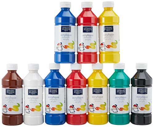 Lefranc Bourgeois - Acrylique Liquide Essentiel pour enfants - Assortiement 10X500 ml