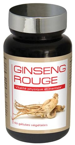 NUTRI EXPERT – Ginseng Rouge – Aide a lutter contre la fatigue et le stress – Soutien des défenses naturelles et vitalité – Stimule le système immunitaire – 100% Extraits Racine de Ginseng – 60