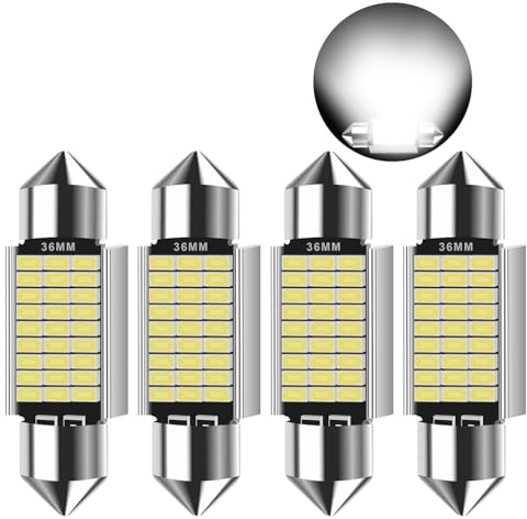 Safego 36MM LED Bombillas C5W LED CanBus Festoon 27SMD 3014 6411 6418 1.43 12V Luz Interior de Coche Festón Lámpara Luces de Matricula, Maletero, Domo, Mapa, Guantera, Puertas Bombilla Blanco, 4PCS