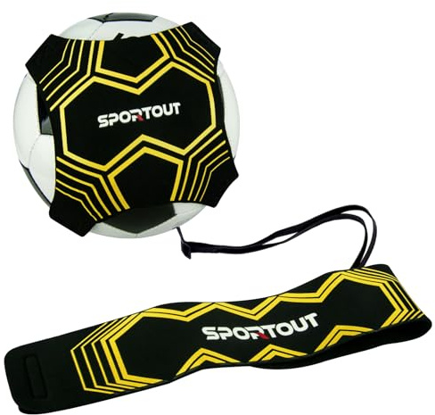 SPORTOUT Football Kick Trainer, Hands Free Solo Practice, Adjustable Soccer Training Waist Belt, Soccer Training Aid for Kids Adults, Football Training Equipment Fits Size 3,4,5 Footballs (Yellow)