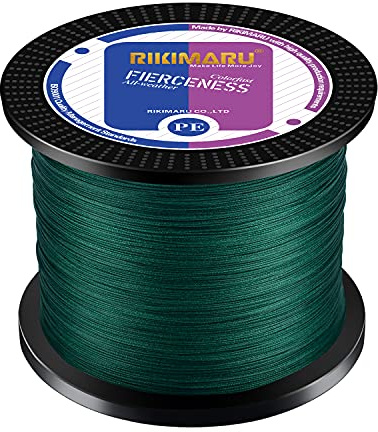 Braided Fishing Line Abrasion Resistant Superline Zero Stretch&Low Memory Extra Thin Diameter Green 327Yds,20LB