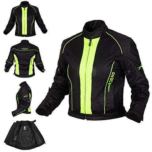 Giacca Donna Moto estiva protezioni Omologate Tessuto Mesh Traspirante Fluo S