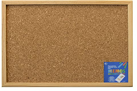 Tablero de corcho natural (60x90) con marco de madera de pino - Tablón de anuncios y notas