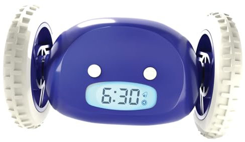 CLOCKY Lauter Wecker Digital Wecker Laut für tiefschläfer Erwachsene Jugendliche Lustig für schwerhörige schwere Schläfer auf Rädern Weglaufen Fahrender Springen Wegrollen Lustiges Geschenk (Navy)
