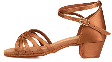 TRIWORIAE Zapatos de Baile Latín Calzado de Tacón Medio para Niña/Mujer