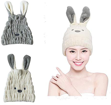 Copiel 2 Pièce Microfibre Chapeau Cheveux Secs, Réglable Turban Serviette pour Cheveux, Absorbant l'eau Cheveux Secs pour Femme, Enfants et Filles Bain Spa Natation