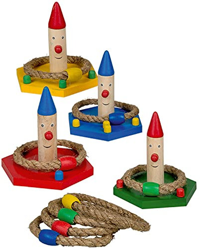 NET TOYS Lustiges Wurfspiel im Freien - Bunt 12-TLG (4 x Basis, 8 x Ringe), Basis: 12x12x1,5 cm - Cooles Kinder-Gartenspielzeug Ringe werfen - Genau richtig für Kindergeburtstag & Kinderfest
