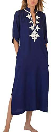 YouKD Vestido Largo de Kaftan Largo de Verano para Mujer Traje de Baño Bohemio Batas de Playa