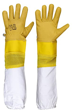 Urbansbee Guanti da Apicoltura - Guanti Lunghi Resistenti in Pelle per Apicoltura, Protezione Durevole e Comoda per Mani e Avambracci, Ideali per Apicoltori e Giardinaggio (10, 2001)