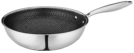 MÄSER Hestia, antihaft beschichtete Wokpfanne 30 cm, hochwertige Wabenbeschichtung, Mehrschichtmaterial für beste Wärmeverteilung, geeignet für Induktion, Edelstahl