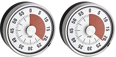Analoger Kurzzeit Timer Puck, 38.1028.10, bis 60min, Eieruhr, Küchentimer, mechanisch, mit Restzeitanzeige, zum Aufziehen, magnetisch