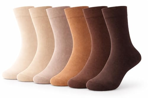 reshmena® 3 pares de calcetines para diabéticos para hombre, anchos, elásticos, de algodón, sueltos, calcetín para pies hinchados, tallas 36-46, Marrón