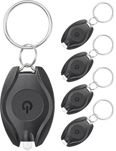 Pawfly 5 Stück LED Schlüsselanhänger Taschenlampe Mini LED Schlüsselanhänger Licht 14 Lumen Portable Ultra Bright Battery Powered Key Ring Torch für Wandern und Notbeleuchtung