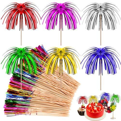 100 spiedini da cocktail 15 cm colorati fuochi d'artificio ombrelli decorazione palme ombrelli cocktail ombrelli per feste bevande decorazione frutta bar snack