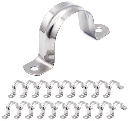 SUPERFA 20Pcs 40mm U-Shaped Pipe Strap Clamps, 304 Stainless Steel Hose Wall Clips for Water and Gas Pipes