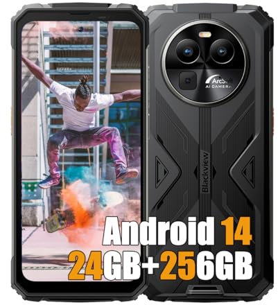 Blackview BV8100 (24GB+256GB) Telefono Movil Resistente 2024, MTK G99 IP68 Smartphone, Linterna LED, 6.5 FHD+, 8800mAh 45W, 50MP, Android 14 Telefono Movil Antigolpes, 4G LTE,NFC,GPS,OTG, Negro