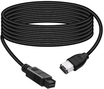 RIIEYOCA Câble Adaptateur Firewire IEEE 1394 6 broches vers 9 broches Mâle 1,8 m pour Appareil Photo Numérique, Caméscope, Ordinateur Portable, DV, Noir (6 vers 9)