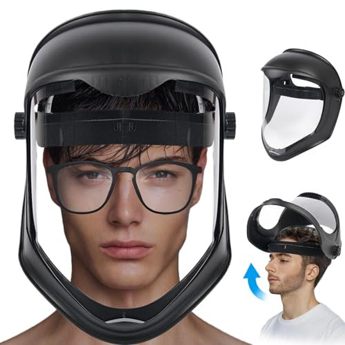 Masque Complet Masque Face Face Bouclier Anti-Fog Face Face Bouclier Masque Protection Full Face Masque Amplacement PC flippable Ajustement Amplable