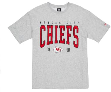 New Era Cap NFL Oversized T-Shirt Satin Applique Patch Logo Kansas City Chiefs Heather Gray Unisex