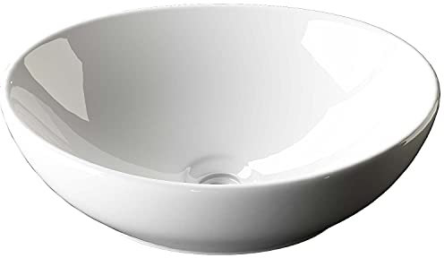 Generisch Aufsatzwaschschale Aufsatzwaschbecken Keramik Waschbecken Waschschale Waschtisch Gäste Bad 41x33x14 cm WS99 Oval