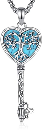 CELESTIA Livets träd halsband silver 925 hänge livets träd smycken kvinna gåva mamma gåvor mormor fötter, m, Metall, Syntetisk turkos