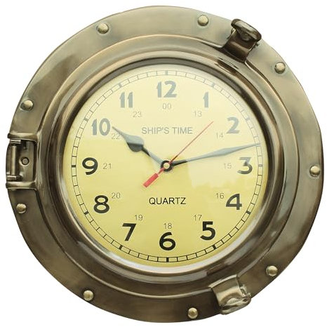 Sea-Club Uhr im Bullauge Glasenuhr Messing Ø=29cm