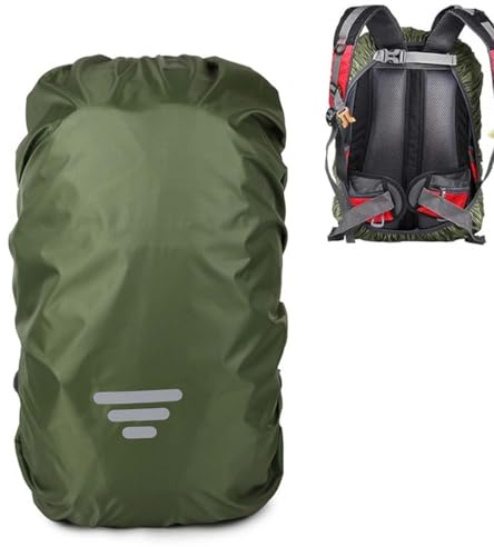 WeddHuis 1pcs Housse de Sac à Dos Imperméable avec Bande Réfléchissante, Protection de Sac à Dos Wasserdicht, Sac à Dos pour Randonnée, Camping, Voyage, Cyclisme (35L) (Vert Armée)