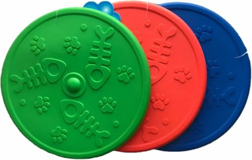 LE11® 3pcs Silicone Rubber Frisbee – Durable Flying Disc for Dogs, Chewable Pet Toy, Perfect for Outdoor Fetch Games & Training