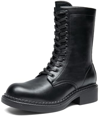 DREAM PAIRS Botas con cordones para mujer, botines cómodos con cremallera lateral y plantilla acolchada,Size 40,Negro,DWUMMB2523