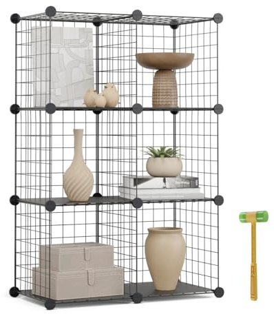 Newlux - Estantería Almacenaje Multiuso 6 Cubos (64,5x94,5x31,5cm), hasta 60Kg Capacidad. Estantería Metálica de Hierro Modular | Zapatero o Armario Abierto, Negro