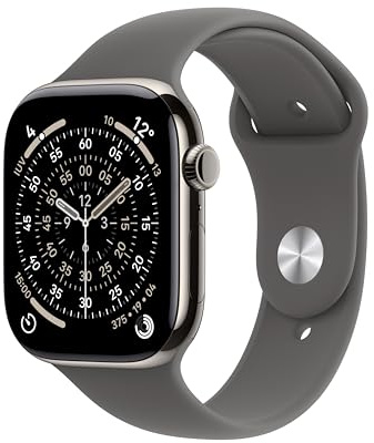 Apple Watch Series 11 GPS+Cellular con Caja de Titanio Natural de 46 mm y Correa Deportiva Gris Piedra-Talla S/M.Calidad del Sueño,monitores de entreno y Salud,Pantalla Siempre Activa