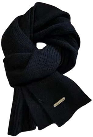 JUGUTA 1 Pièce Écharpe Uni, Écharpe Homme, Écharpe Femme, Écharpe Automne Hiver Mariage, Foulard, Châle, Chaud Doux, Pour Amis Loisirs Fête Noël Cadeau, Noir