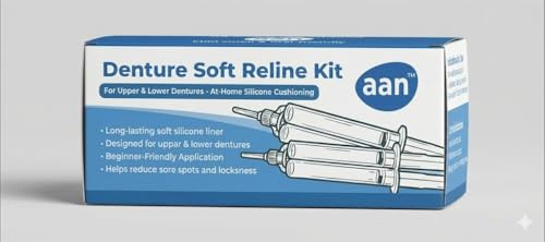 Soft Denture Reline Kit for Acrylic Dentures – Medical-Grade Silicone Liner with Primer & Applicators, at-Home Denture Reline System for Added Cushion and Improved Daily Comfort